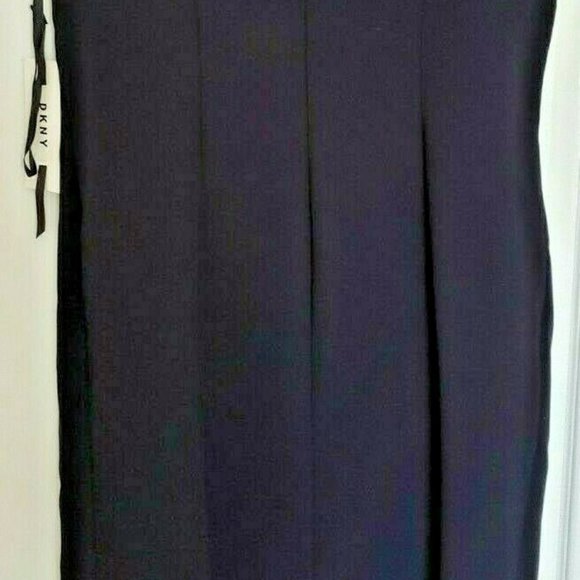 DKNY Navy Power Sheath Faux Wrap Front Dress - Picture 12 of 13
